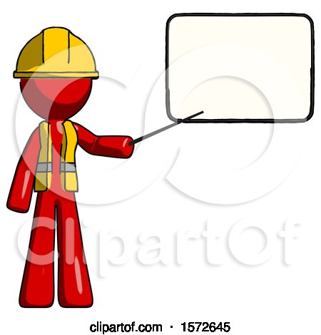 Red Construction Worker Contractor Man Giving Presentation in Front of Dry-erase Board by Leo Blanchette