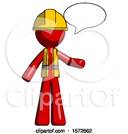 Red Construction Worker Contractor Man with Word Bubble Talking Chat Icon by Leo Blanchette