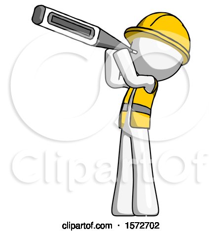 White Construction Worker Contractor Man Thermometer in Mouth by Leo Blanchette