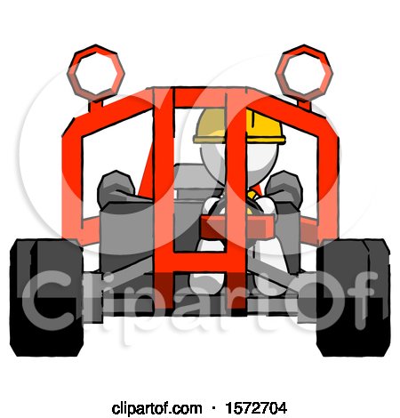 White Construction Worker Contractor Man Riding Sports Buggy Front View by Leo Blanchette