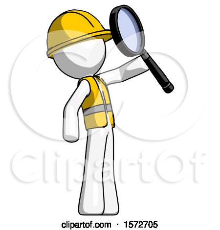 White Construction Worker Contractor Man Inspecting with Large Magnifying Glass Facing up by Leo Blanchette