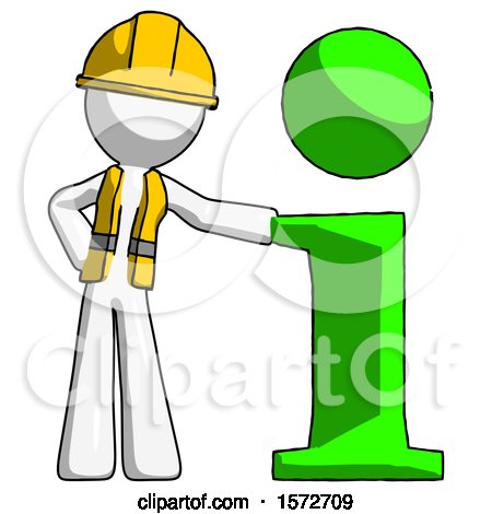 White Construction Worker Contractor Man with Info Symbol Leaning up Against It by Leo Blanchette