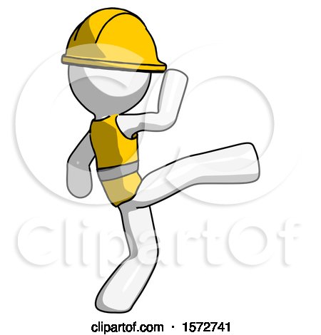 White Construction Worker Contractor Man Kick Pose by Leo Blanchette