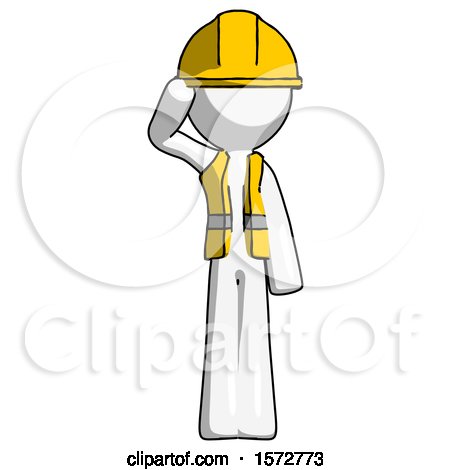 White Construction Worker Contractor Man Soldier Salute Pose by Leo Blanchette