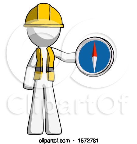 White Construction Worker Contractor Man Holding a Large Compass by Leo Blanchette