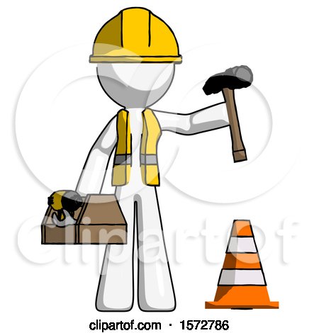 White Construction Worker Contractor Man Under Construction Concept, Traffic Cone and Tools by Leo Blanchette