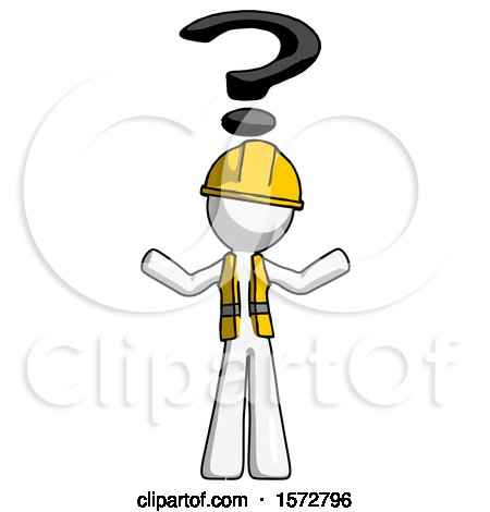 White Construction Worker Contractor Man with Question Mark Above Head, Confused by Leo Blanchette