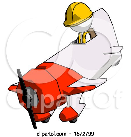 White Construction Worker Contractor Man in Geebee Stunt Plane Descending View by Leo Blanchette