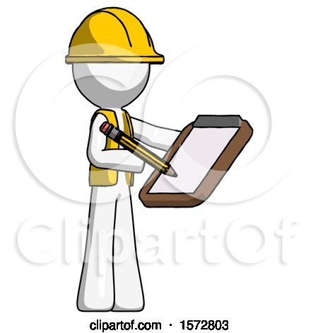 White Construction Worker Contractor Man Using Clipboard and Pencil by Leo Blanchette