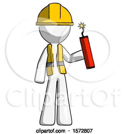 White Construction Worker Contractor Man Holding Dynamite with Fuse Lit by Leo Blanchette