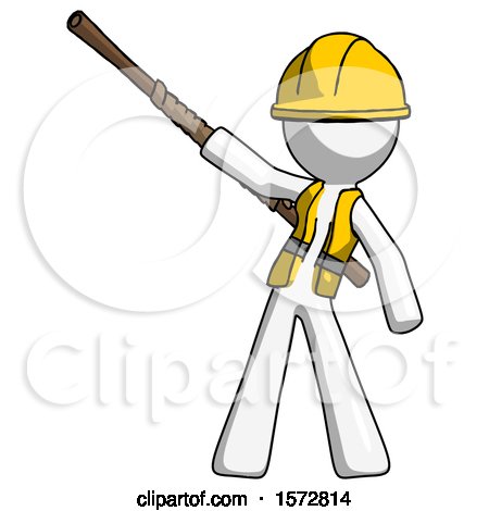 White Construction Worker Contractor Man Bo Staff Pointing up Pose by Leo Blanchette