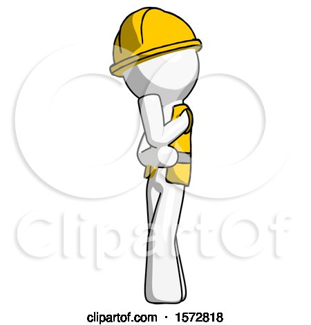 White Construction Worker Contractor Man Thinking, Wondering, or Pondering by Leo Blanchette
