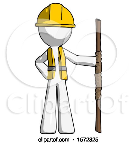 White Construction Worker Contractor Man Holding Staff or Bo Staff by Leo Blanchette