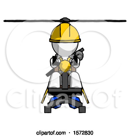 White Construction Worker Contractor Man Flying in Gyrocopter Front View by Leo Blanchette