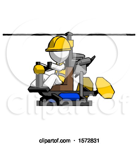 White Construction Worker Contractor Man Flying in Gyrocopter Front Side Angle View by Leo Blanchette