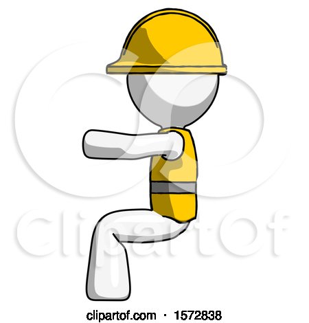 White Construction Worker Contractor Man Sitting or Driving Position by Leo Blanchette