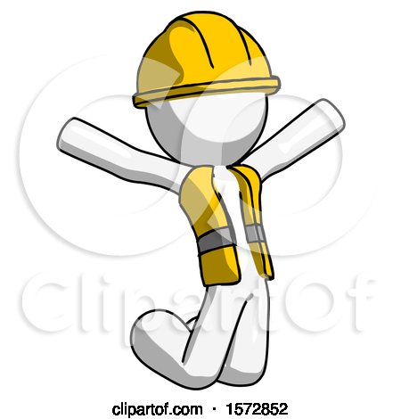 White Construction Worker Contractor Man Jumping or Kneeling with Gladness by Leo Blanchette