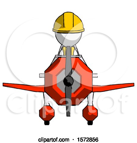 White Construction Worker Contractor Man in Geebee Stunt Plane Front View by Leo Blanchette