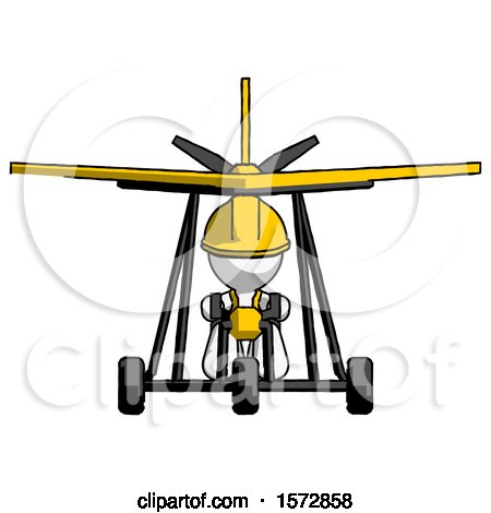 White Construction Worker Contractor Man in Ultralight Aircraft Front View by Leo Blanchette