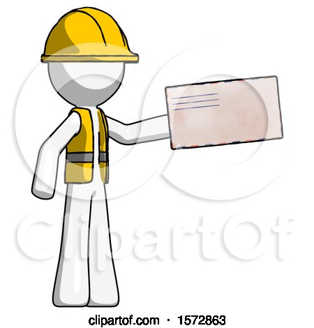 White Construction Worker Contractor Man Holding Large Envelope by Leo Blanchette
