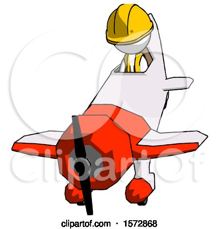 White Construction Worker Contractor Man in Geebee Stunt Plane Descending Front Angle View by Leo Blanchette
