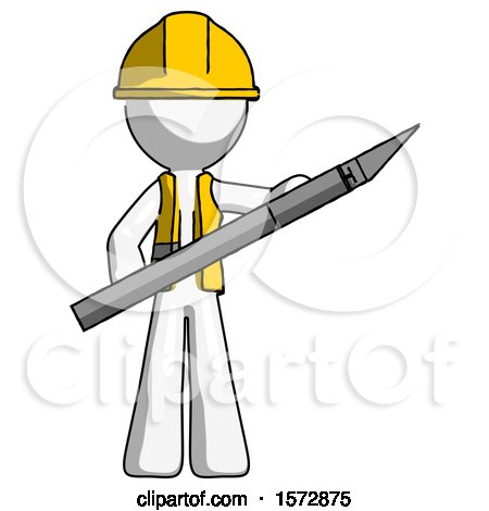 White Construction Worker Contractor Man Holding Large Scalpel by Leo Blanchette