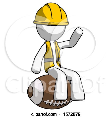 White Construction Worker Contractor Man Sitting on Giant Football by Leo Blanchette