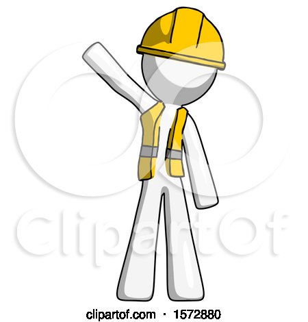 White Construction Worker Contractor Man Waving Emphatically with Right Arm by Leo Blanchette