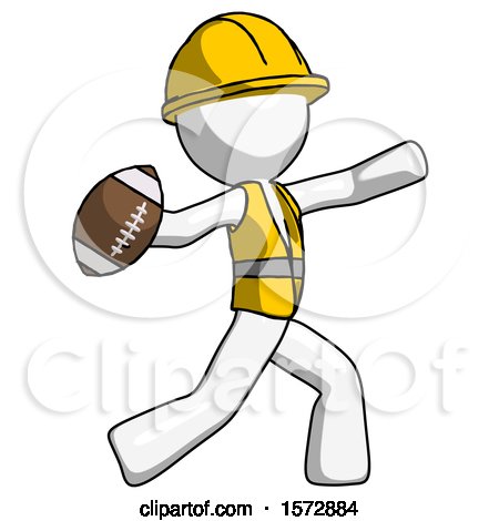 White Construction Worker Contractor Man Throwing Football by Leo Blanchette