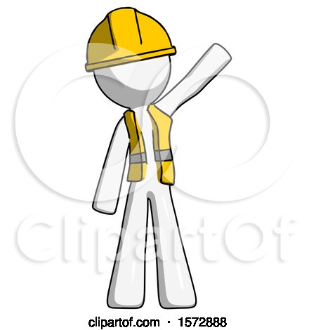 White Construction Worker Contractor Man Waving Emphatically with Left Arm by Leo Blanchette