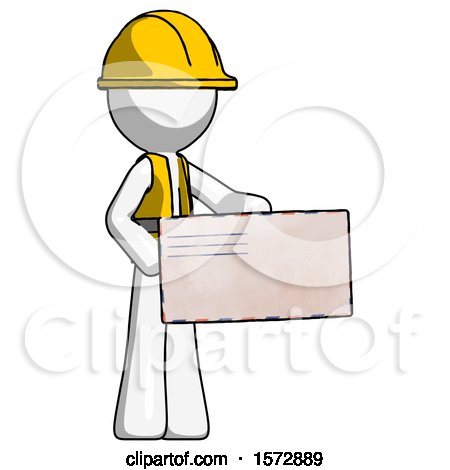 White Construction Worker Contractor Man Presenting Large Envelope by Leo Blanchette