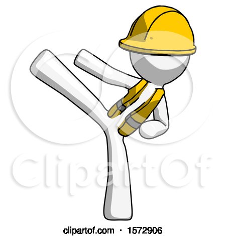 White Construction Worker Contractor Man Ninja Kick Left by Leo Blanchette