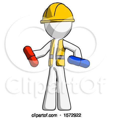 White Construction Worker Contractor Man Red Pill or Blue Pill Concept by Leo Blanchette
