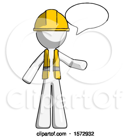 White Construction Worker Contractor Man with Word Bubble Talking Chat Icon by Leo Blanchette