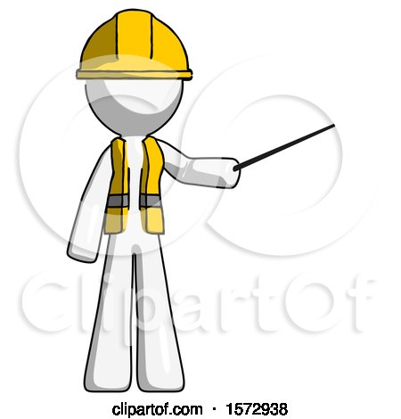White Construction Worker Contractor Man Teacher or Conductor with Stick or Baton Directing by Leo Blanchette