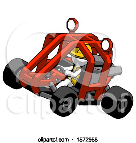 White Construction Worker Contractor Man Riding Sports Buggy Side Top Angle View by Leo Blanchette