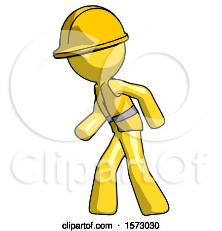 Yellow Construction Worker Contractor Man Suspense Action Pose Facing Left by Leo Blanchette