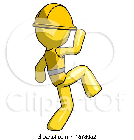 Yellow Construction Worker Contractor Man Kick Pose Start by Leo Blanchette