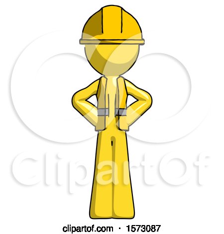 Yellow Construction Worker Contractor Man Hands on Hips by Leo Blanchette