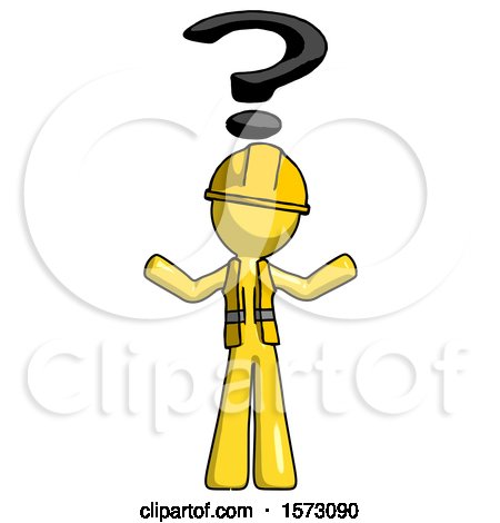 Yellow Construction Worker Contractor Man with Question Mark Above Head, Confused by Leo Blanchette