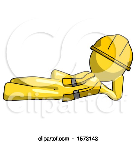Yellow Construction Worker Contractor Man Reclined on Side by Leo Blanchette