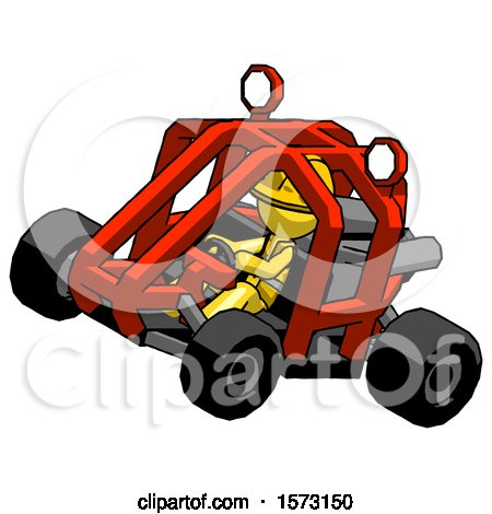 Yellow Construction Worker Contractor Man Riding Sports Buggy Side Top Angle View by Leo Blanchette