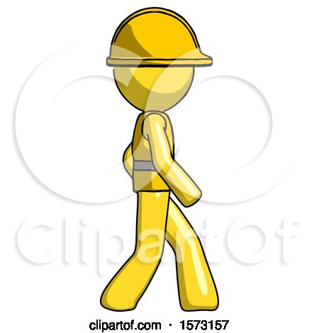 Yellow Construction Worker Contractor Man Walking Right Side View by Leo Blanchette