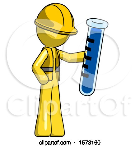 Yellow Construction Worker Contractor Man Holding Large Test Tube by Leo Blanchette