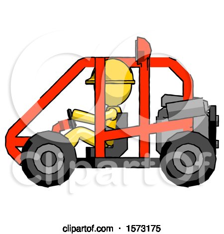 Yellow Construction Worker Contractor Man Riding Sports Buggy Side View by Leo Blanchette