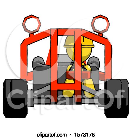 Yellow Construction Worker Contractor Man Riding Sports Buggy Front View by Leo Blanchette