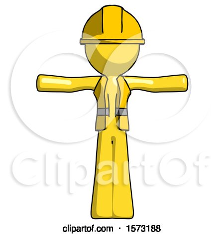Yellow Construction Worker Contractor Man T-Pose Arms up Standing by Leo Blanchette