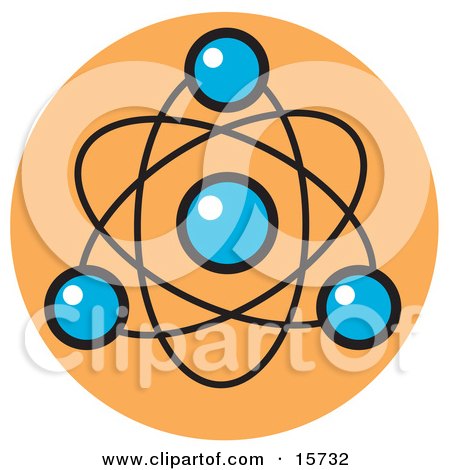 Atom With Blue Spheres Clipart Illustration by Andy Nortnik