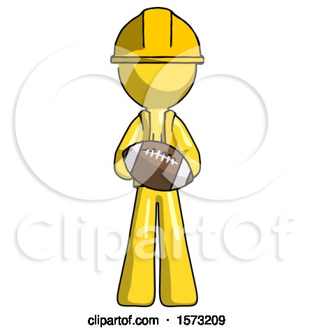 Yellow Construction Worker Contractor Man Giving Football to You by Leo Blanchette