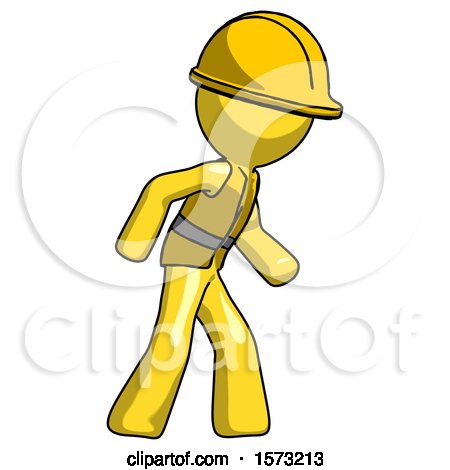 Yellow Construction Worker Contractor Man Suspense Action Pose Facing Right by Leo Blanchette